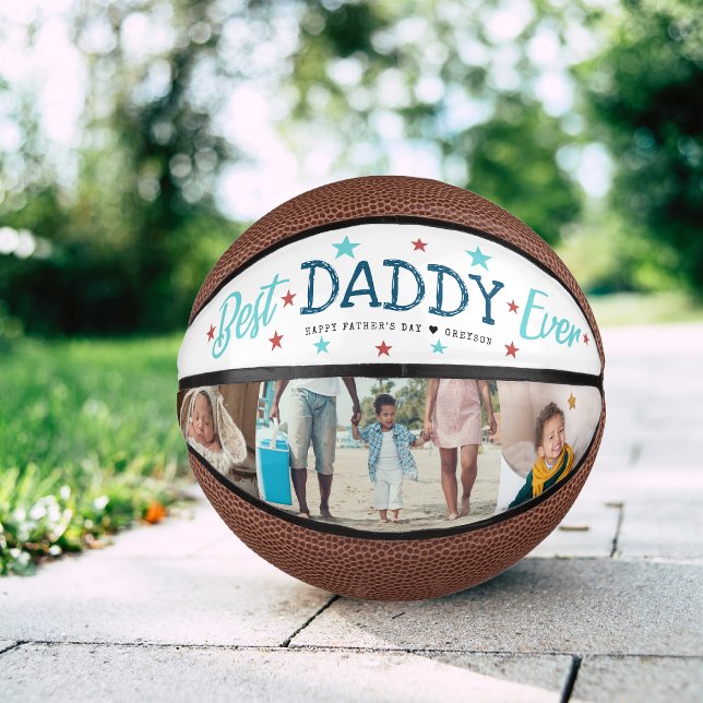 Mini Ballon De Basket Meilleur papa jamais | Collage de photos lettres à (Créateur téléchargé)