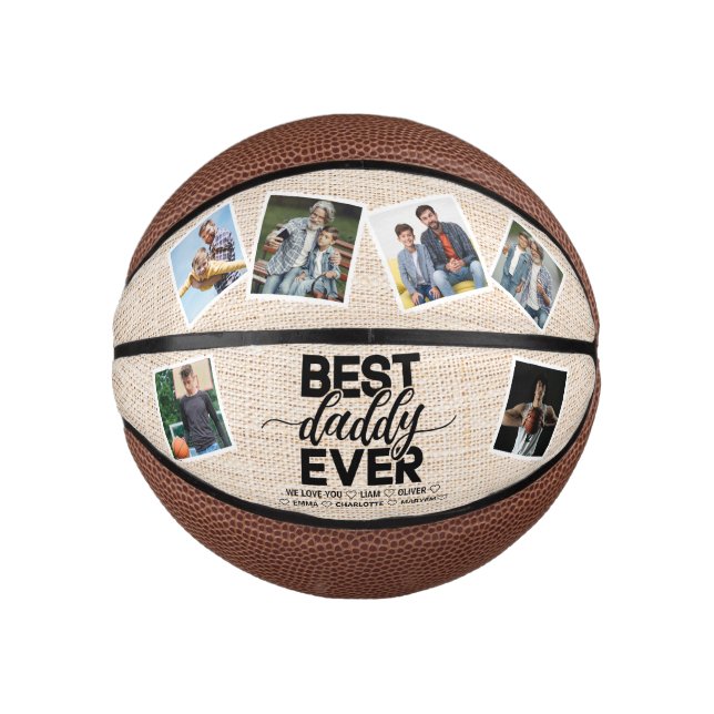 Mini Ballon De Basket Meilleur papa jamais Fête des pères rustique Colla (Devant)