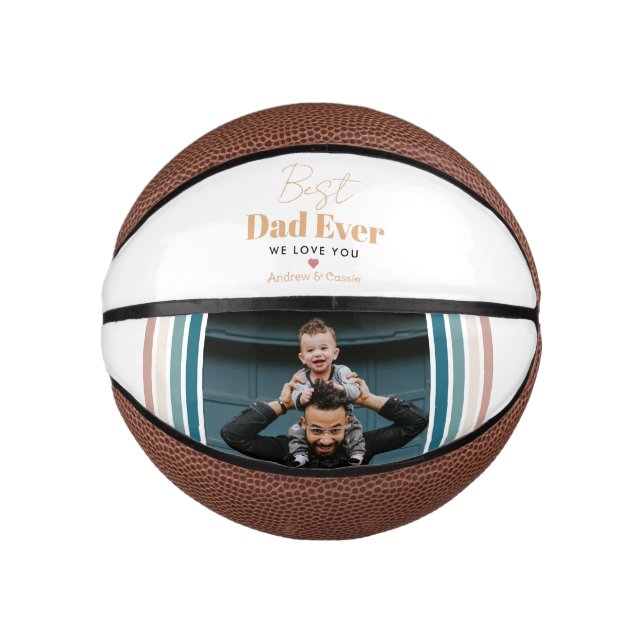 Mini Ballon De Basket Meilleur papa jamais Nous t'aimons (Devant)