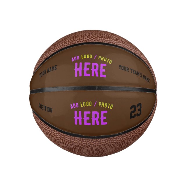 MINI BALLON DE BASKET MODERNE ET MODERNE PERSONNALISABLE BROWN VÉRIFIÉ (Devant)