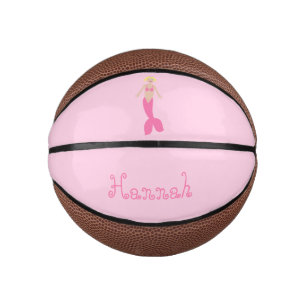 Mini Ballon De Basket Nom personnalisé d'une Sirène d'Imaginaire rose