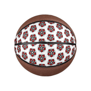Mini Ballon De Basket Pentagramme aux roses rouges