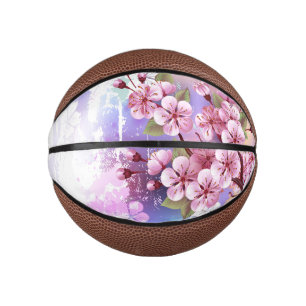 Mini Ballon De Basket Sakura rose sur la peinture Arrière - plan