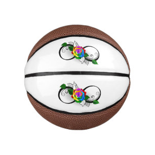 Mini Ballon De Basket Symbole d'infini avec Rose arc-en-ciel