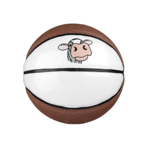 Mini Ballon De Basket vache de dessin animé noir blanc rose baiser gris