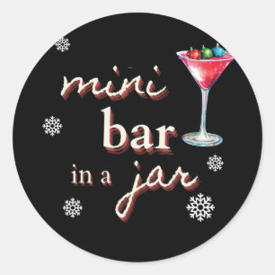 Mini-Bar in einem Glas Weihnachtsaufkleber Runder Aufkleber