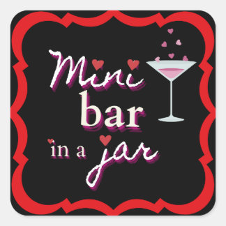 Mini-Bar in einer Jar-Stick-Tabelle Quadratischer Aufkleber