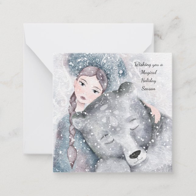 MINI Bear Snow Princess Bleak Midwinter Holiday Mitteilungskarte (Vorderseite)