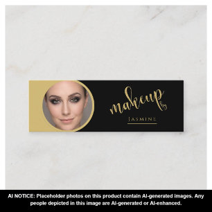 Mini Beauté Or Noir Carte de Visite Professionnelle MUA