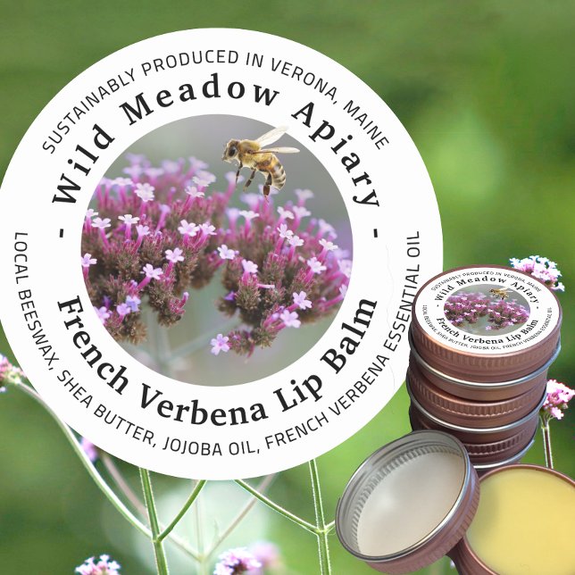 Mini Beeswax Lip Balm Lid Label French Verbena Runder Aufkleber (Von Creator hochgeladen)