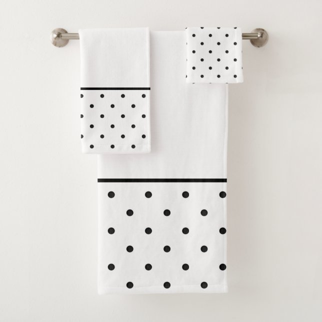 Mini Black Acrylic Polka Dots Badhandtuch Set (Insitu)