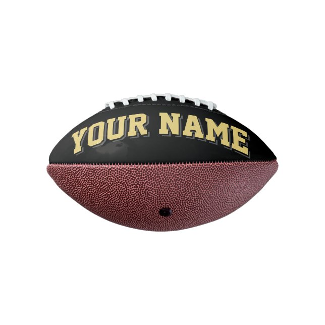 Mini BLACK OLD GOLD CHARCOAL Personalisiert Footba Football (Gedreht 270)
