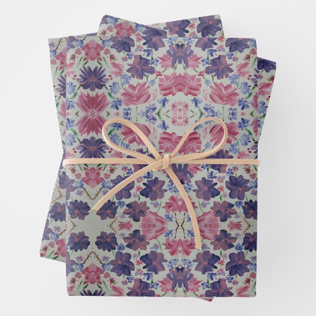 Mini Blue Moon Floral Wrapping Paper Geschenkpapier Set (Beispiel)