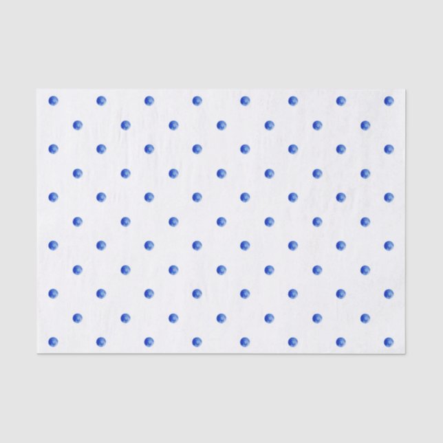 Mini Blue Watercolor Polka Dots Seidenpapier (Vorderseite)