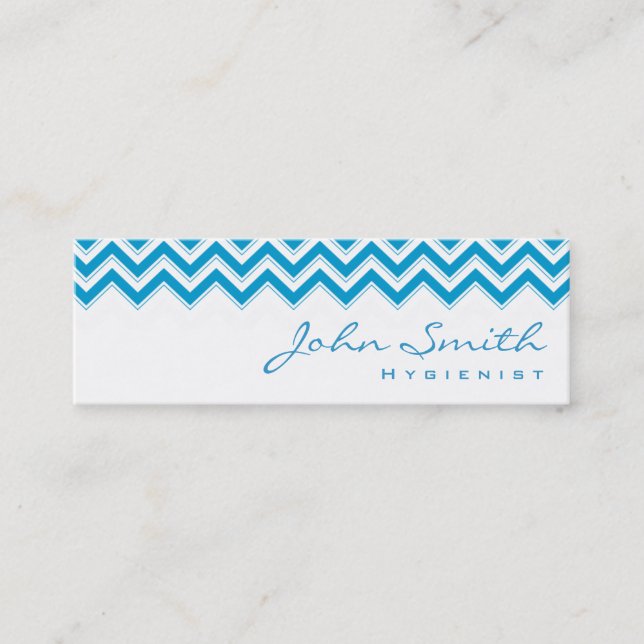 Mini Blue Zigzag Hygienist Business Card Mini Visitenkarte (Vorderseite)