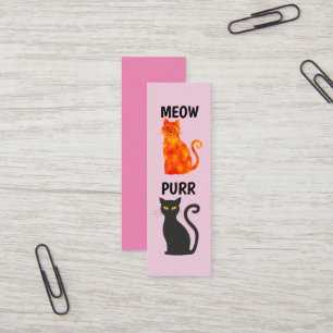 MINI BOOKMARKER BLACK CAT GINGER LESEZEICHEN VISITENKARTE