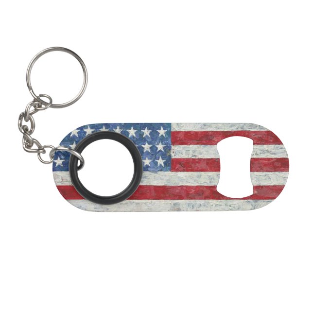 Mini Bottle Opener Schlüsselanhänger - USA Flag Mini Flaschenöffner (Vorderseite (Horizontal))