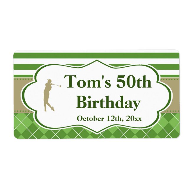 Mini bouteille de vin de champagne étiquette golf  (Devant)