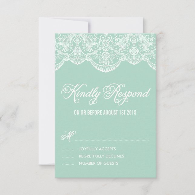Mini Brocade Lace Wedding RSVP Card (Vorderseite)