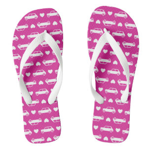 Mini Car Hearts Pink Flip Flops