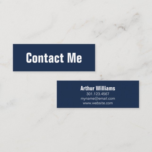 Mini carte de contact professionnelle bleu foncé e (Devant / Derrière)