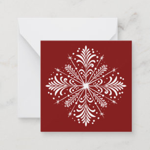 Mini carte de Noël Red and White Snowflake