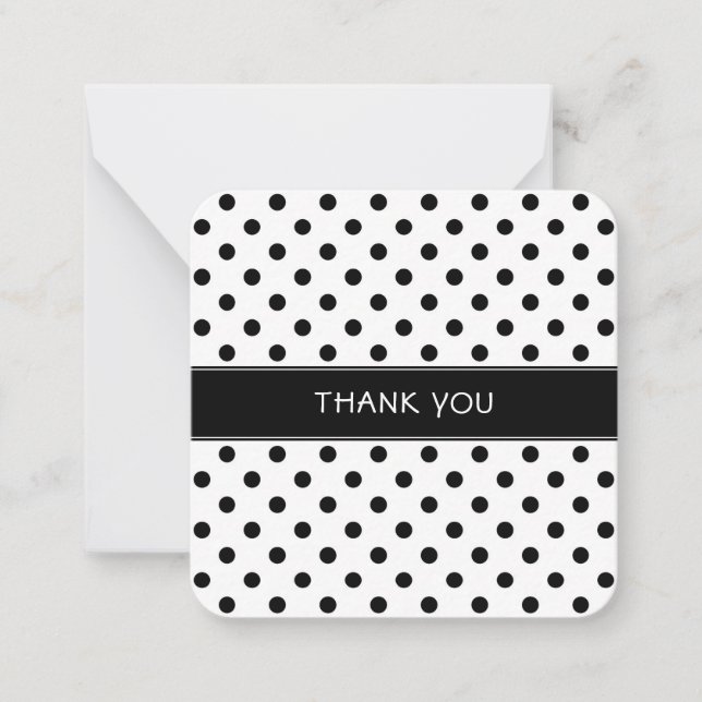 Mini carte de remerciements pois noir et blanc (Devant)