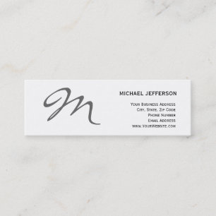 Mini Carte de visite blanc monogramme chic mince