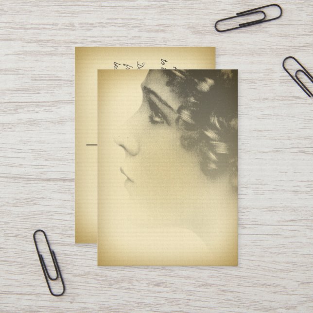 Mini carte de visite de carte postale de portrait (Devant/Arrière en situation)