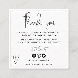 Mini Carte de visite de coeur blanc et noir