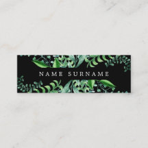 Mini carte de visite de noir botanique d'aquarelle