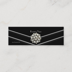 Mini Carte de visite élégante noire blanche perle bijou