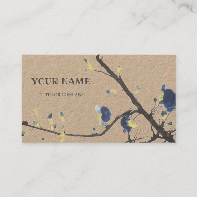 Mini carte de visite fleur orchidée bleue (Devant)