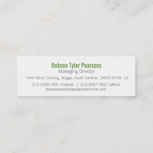 Mini Carte de visite maigre vert et blanc professionnel
