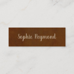 Mini carte de visite marron élégant avec nom de script