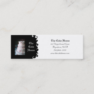 Mini Carte de visite noir et blanc de gâteau de mariag
