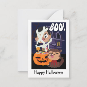 Mini carte Halloween Mummy, Citrouille et Werewolf
