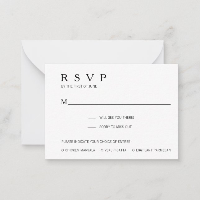 Mini carte RSVP Mariage moderne simple (Devant)