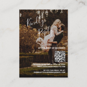 Mini carte RSVP Mariage photo de code QR moderne