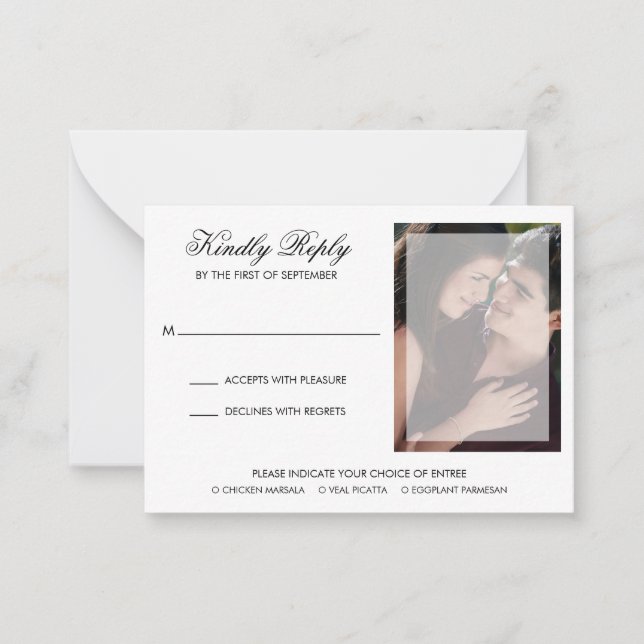 Mini carte RSVP Mariage photo design moderne (Devant)