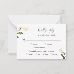 Mini carte RSVP simple Mariage floral