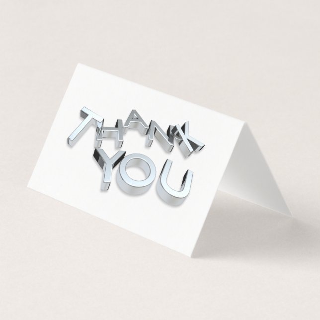 Mini Cartes de Remerciements simples en argent et  (Front)