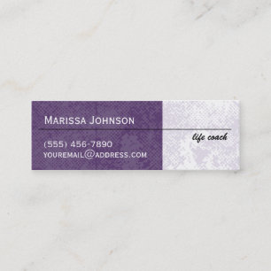 Mini cartes de visite grunges pourpres modernes de