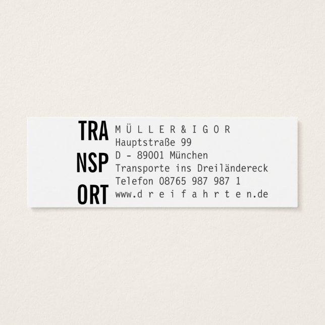 Mini-cartes de visite Transport Conducteur de cour (Dos)