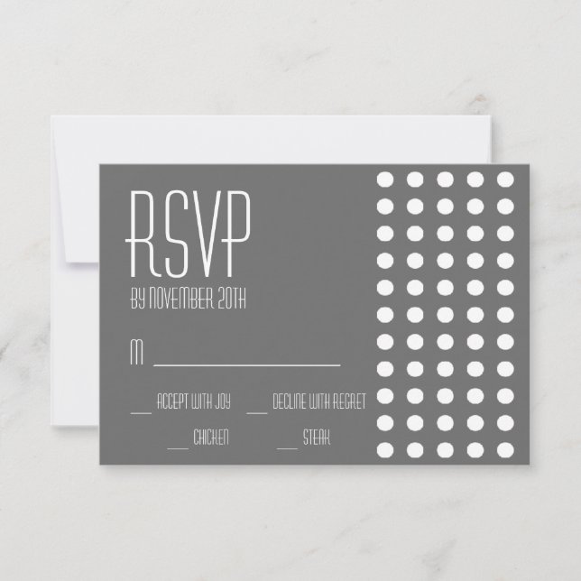 Mini cartes RSVP Pois (gris foncé) (Devant)
