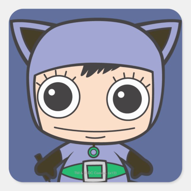 Mini Cat Woman Quadratischer Aufkleber (Vorderseite)