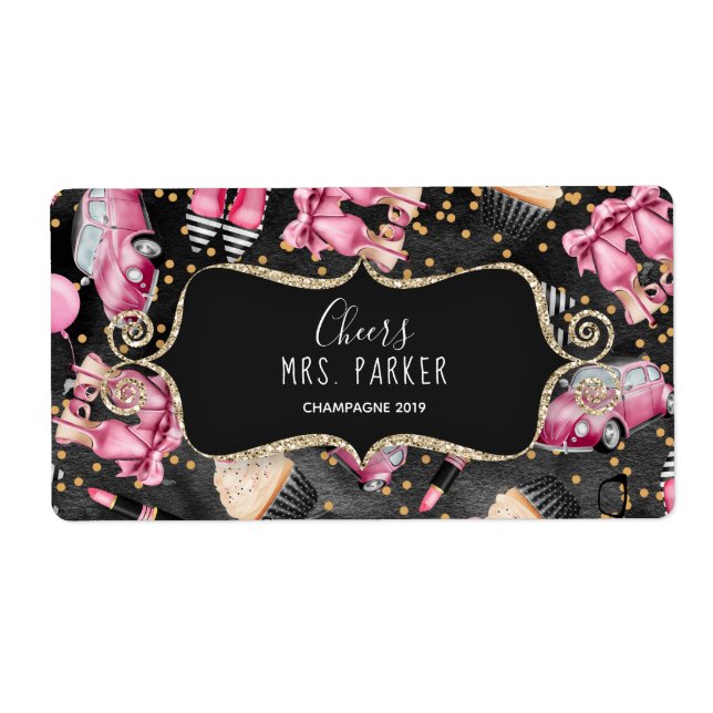 Mini Champagne Label Brautparty Gefallen Retro (Vorne)