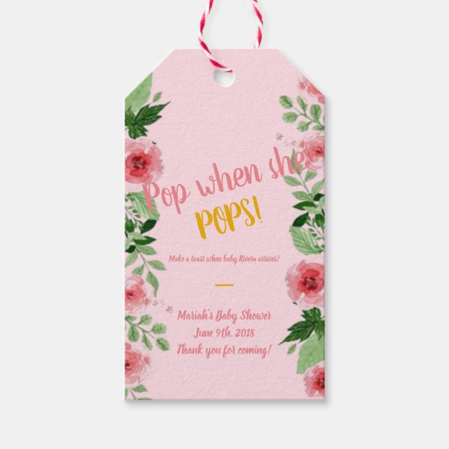 Mini-Champagner-Baby Geschenkanhänger (Vorderseite)