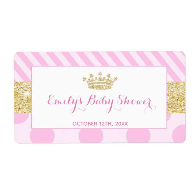 Mini-Champagner-Flaschenlabel Prinzessin Babydusch (Vorne)