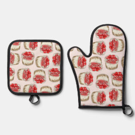 Mini Cherry Cheesecakes - Rosa Ofenhandschuh & Topflappen-Set